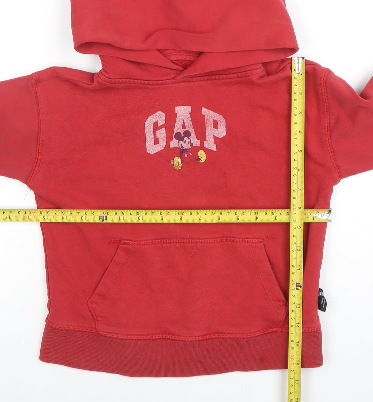 GAP x Disney Boys Red Pullover Hoodie Small Mickey Mouse Cotton Blend