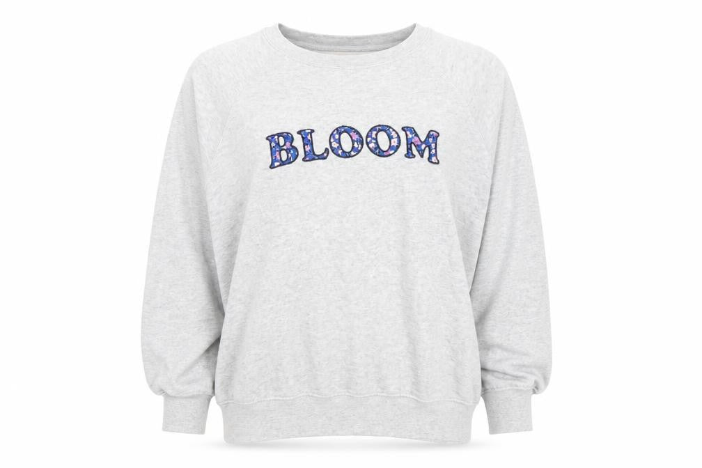 Marks & Spencer Women Grey Bloom Embroidered Cotton Sweatshirt Size 16