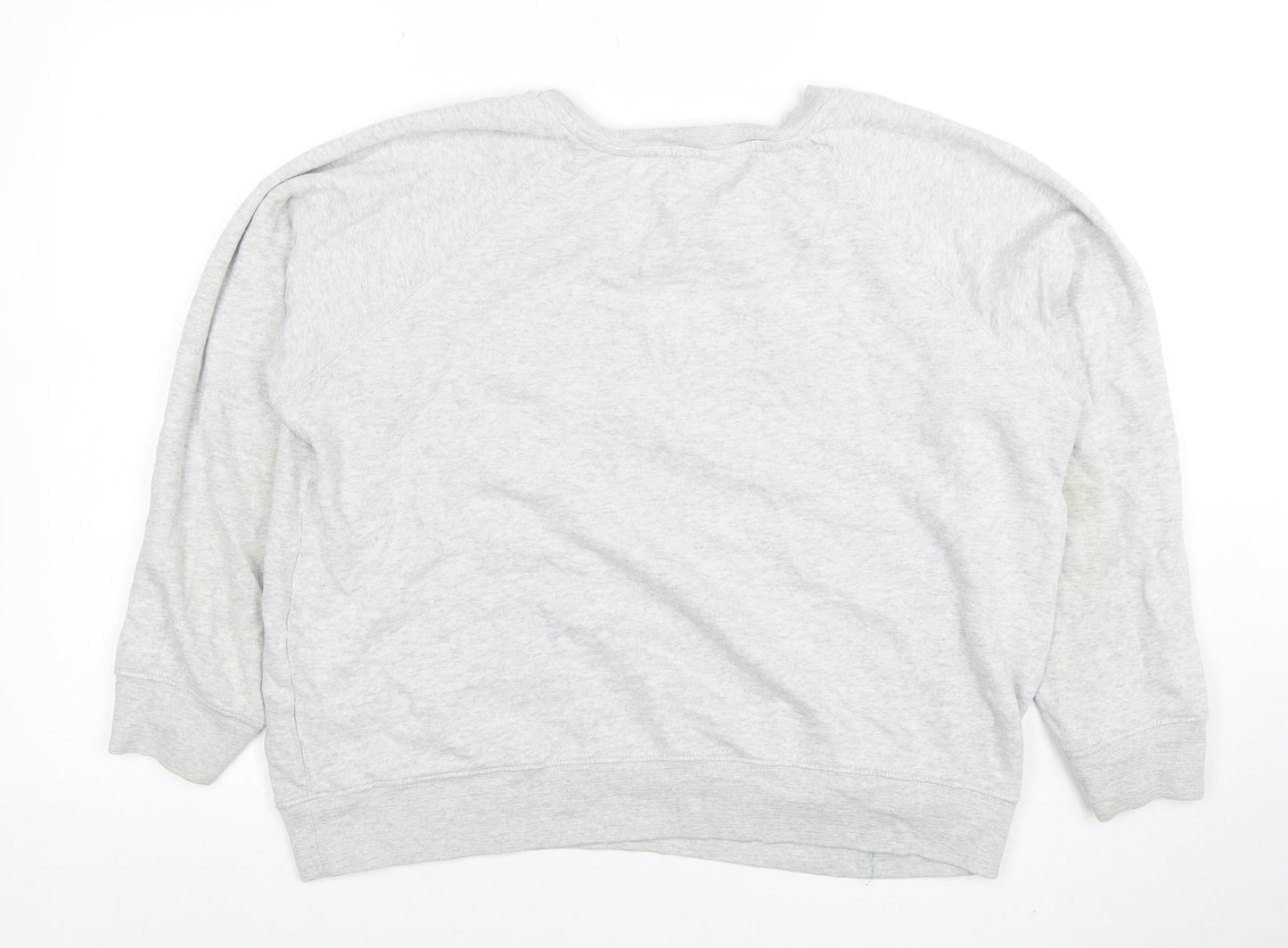 Marks and Spencer Women Grey Bloom Embroidered Cotton Sweatshirt Size 16