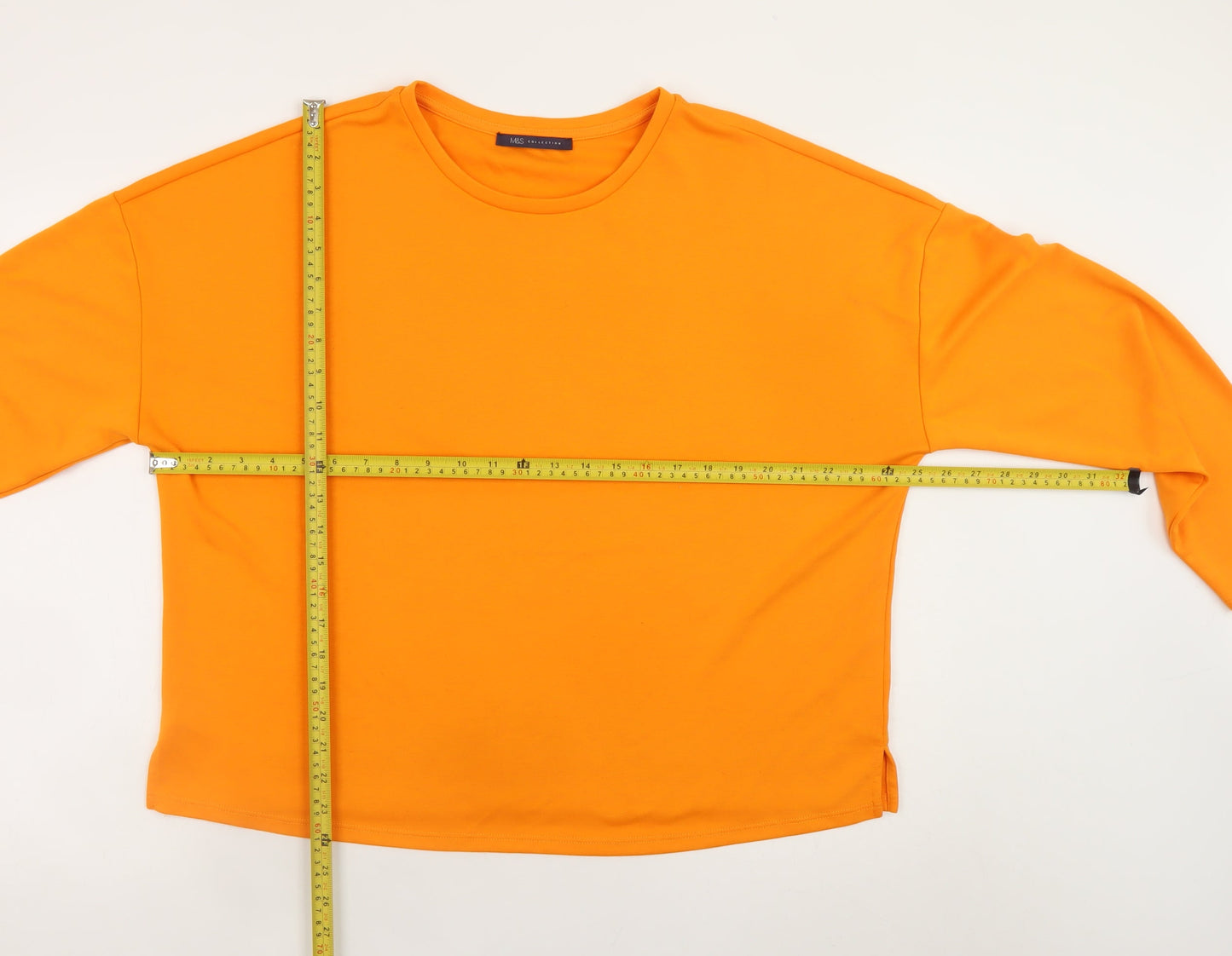 Marks and Spencer Women's Orange Long Sleeve Basic T-Shirt Size 16