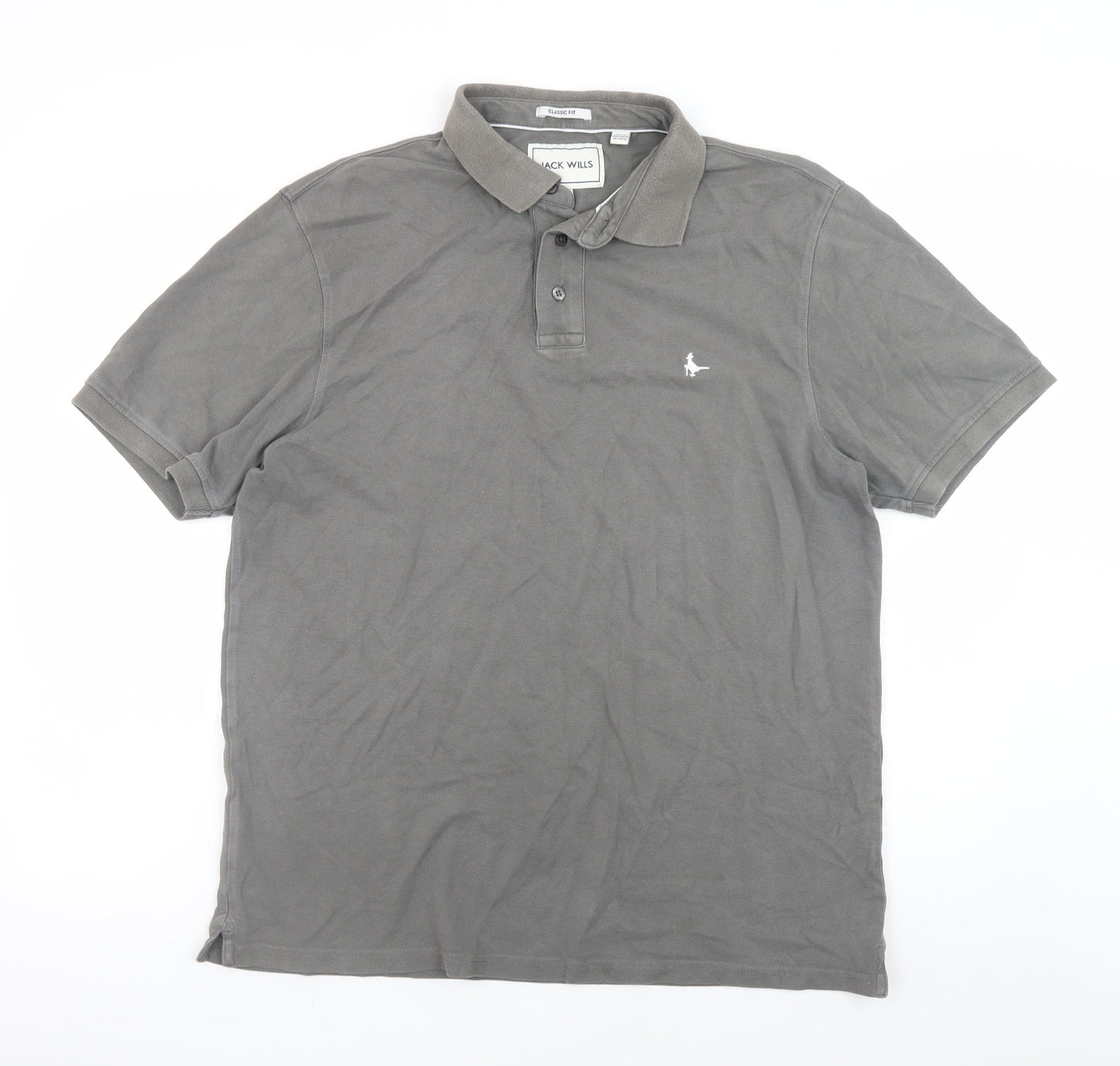 Jack Wills Men's Grey Cotton Polo Shirt L Regular Fit