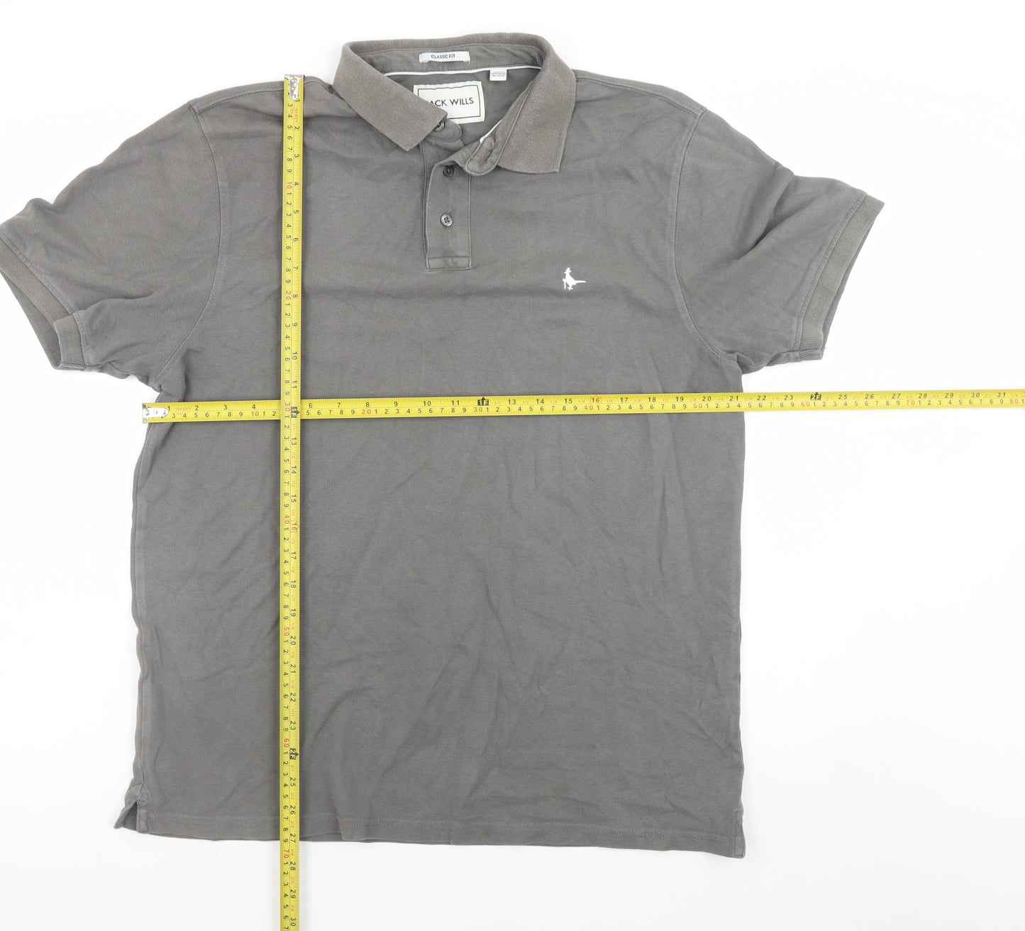 Jack Wills Men's Grey Cotton Polo Shirt L Regular Fit