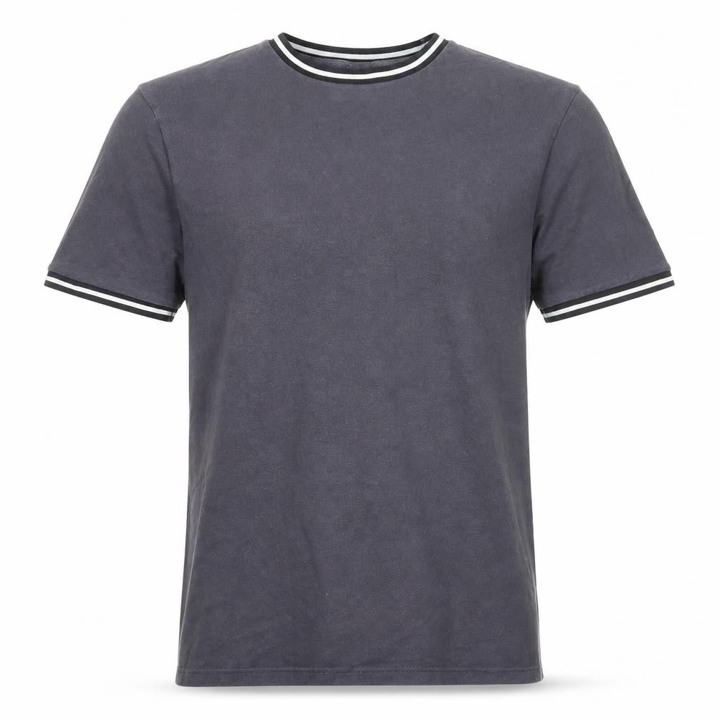 River Island Men's Grey Crew Neck Trimmed Short Sleeve T-Shirt M