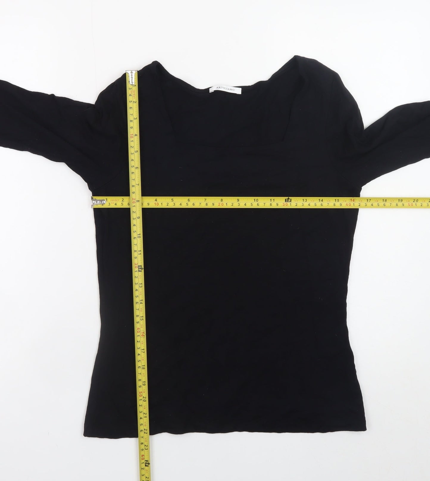 Artigiano Womens Black Size 14 Long Sleeve Viscose Top