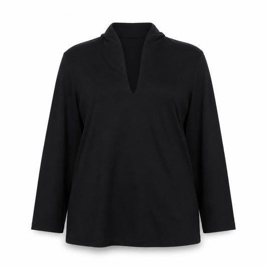 Hobbs Women Black Long Sleeve V-Neck Tunic Top Size S