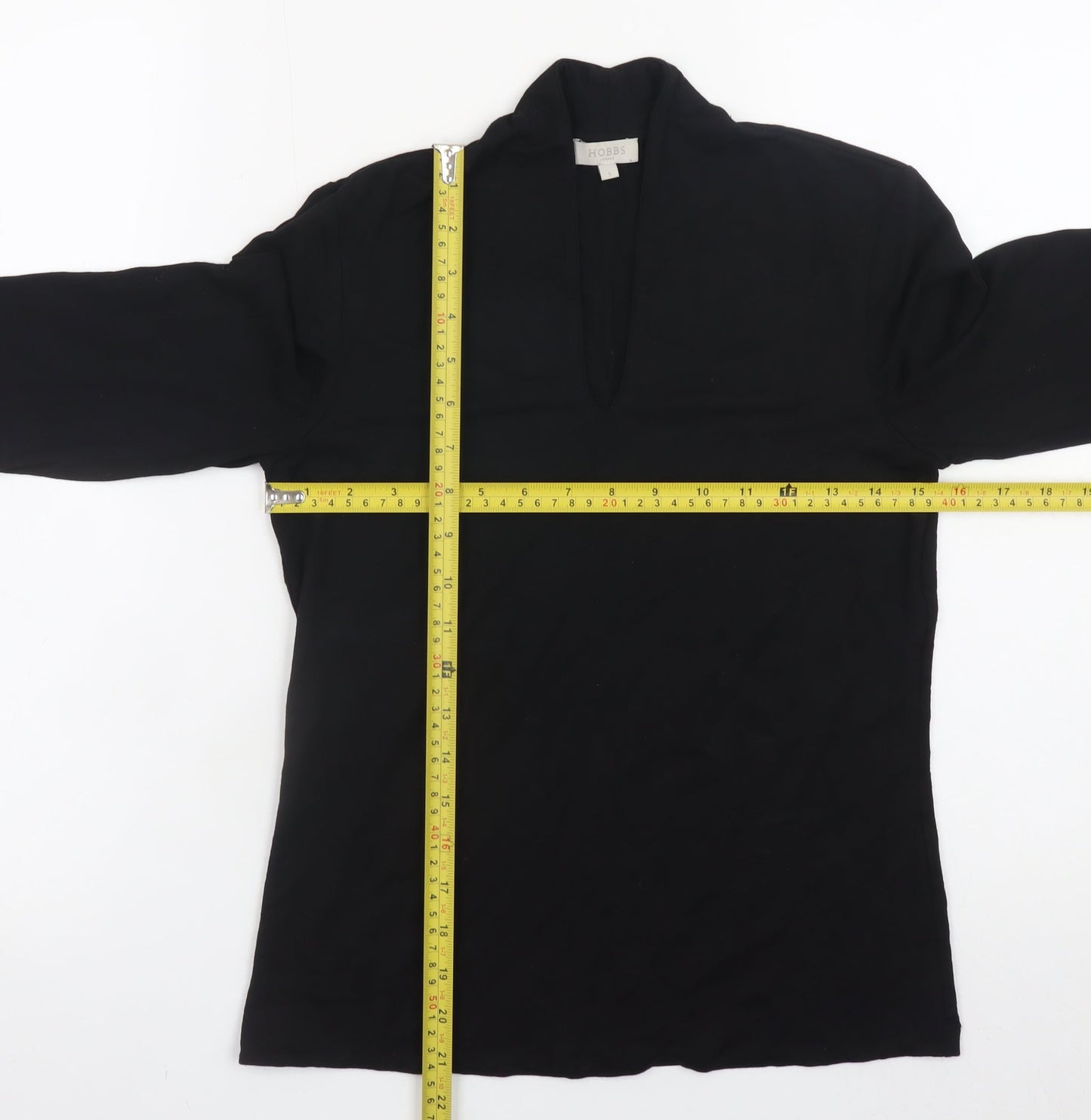 Hobbs Women Black Long Sleeve V-Neck Tunic Top Size S