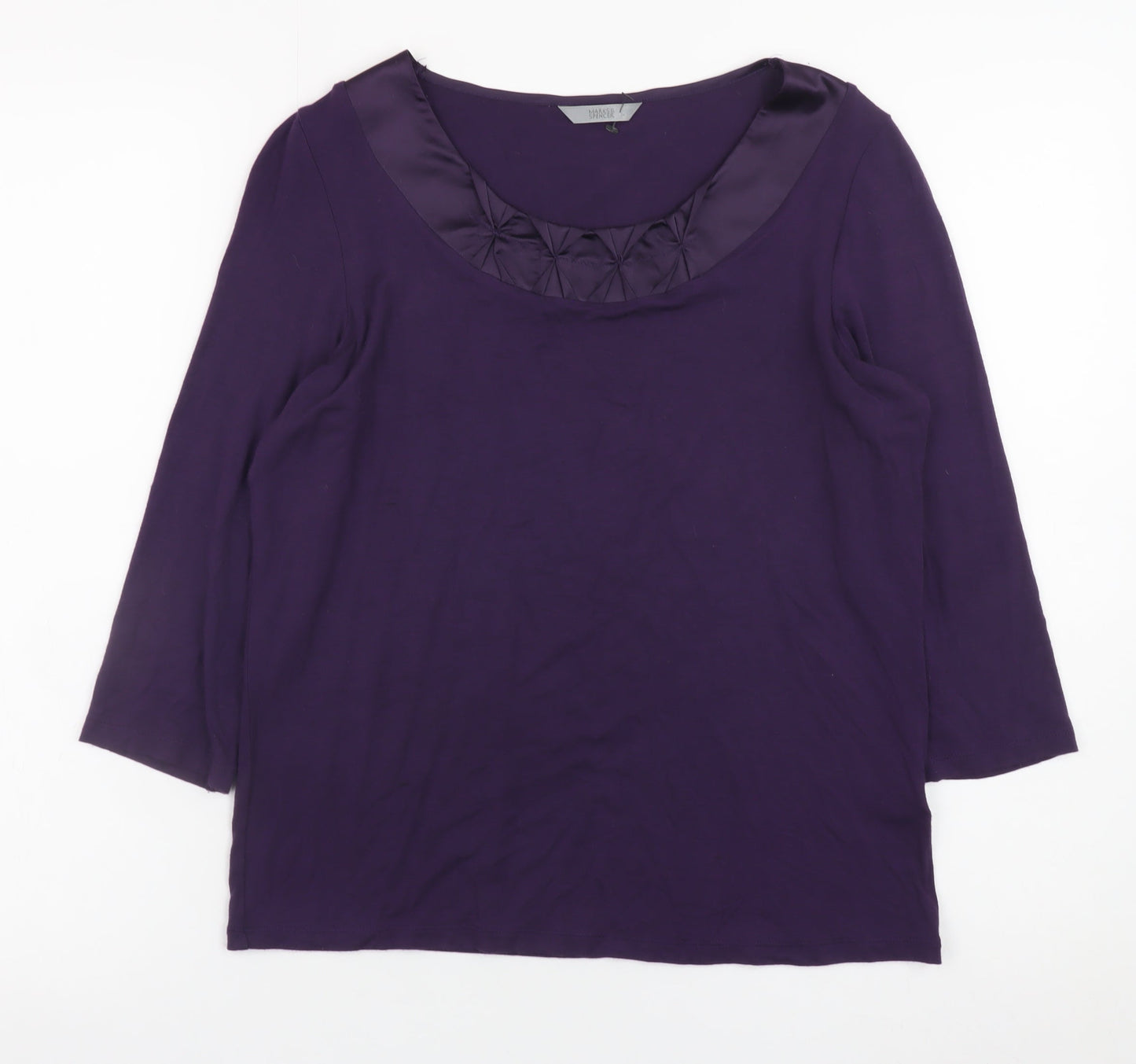 Marks and Spencer Women’s Purple 3/4 Sleeve Scoop Neck Blouse UK 12
