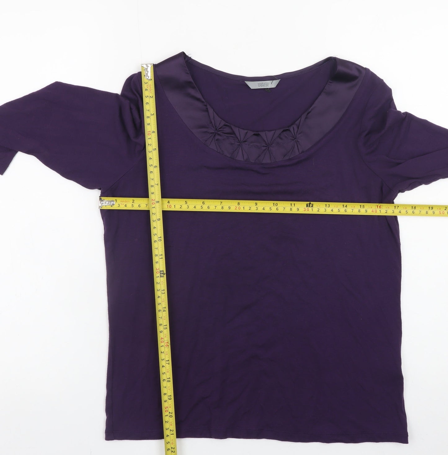 Marks and Spencer Women’s Purple 3/4 Sleeve Scoop Neck Blouse UK 12