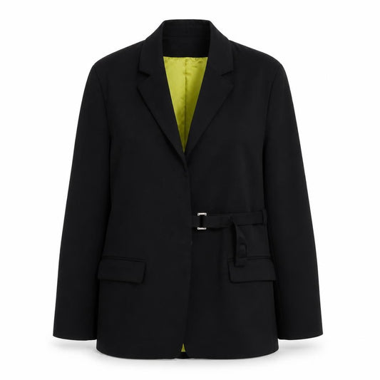 Karen Millen Women Black Wool Blazer Coat Size 10 Classic Lined