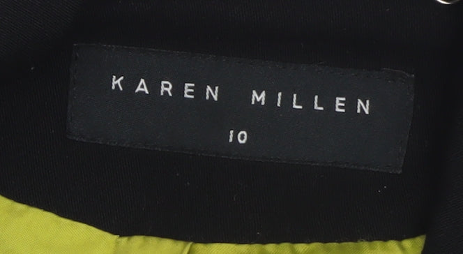 Karen Millen Women Black Wool Blazer Coat Size 10 Classic Lined