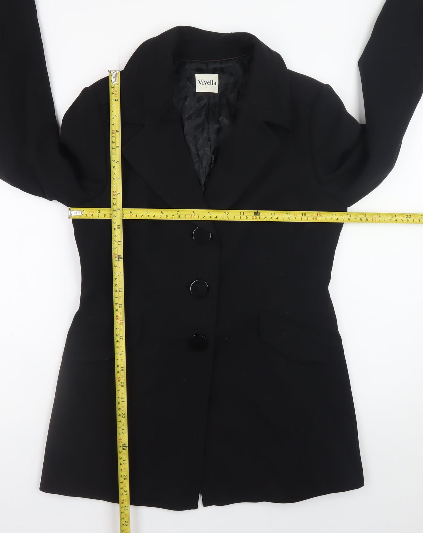 Viyella Womens Black Size 10 Classic Mid-Length Blazer Jacket