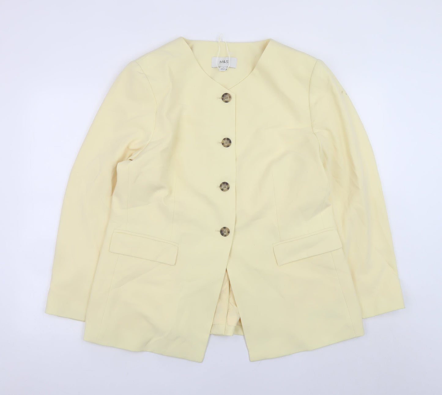 Marks and Spencer Womens Beige Blazer UK 18 Classic Mid-Length Jacket