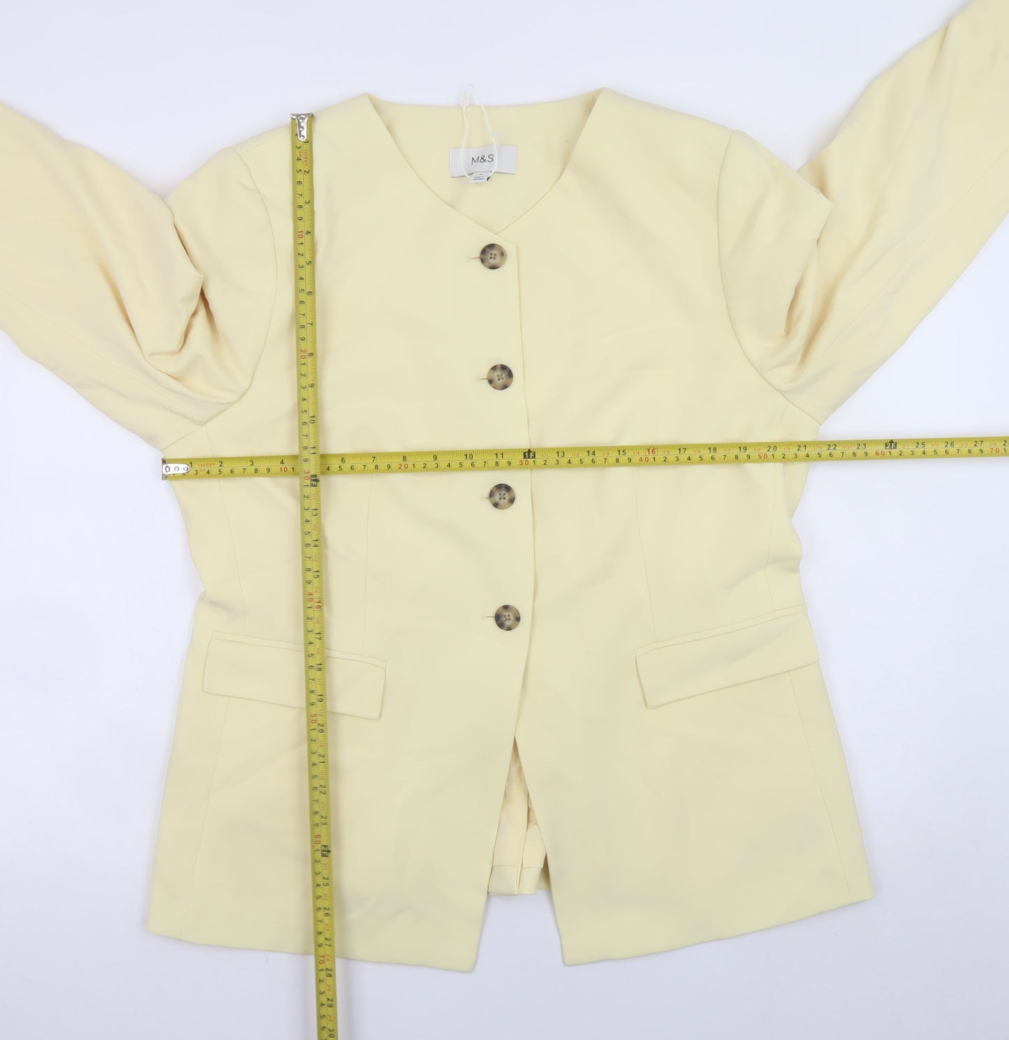 Marks and Spencer Womens Beige Blazer UK 18 Classic Mid-Length Jacket