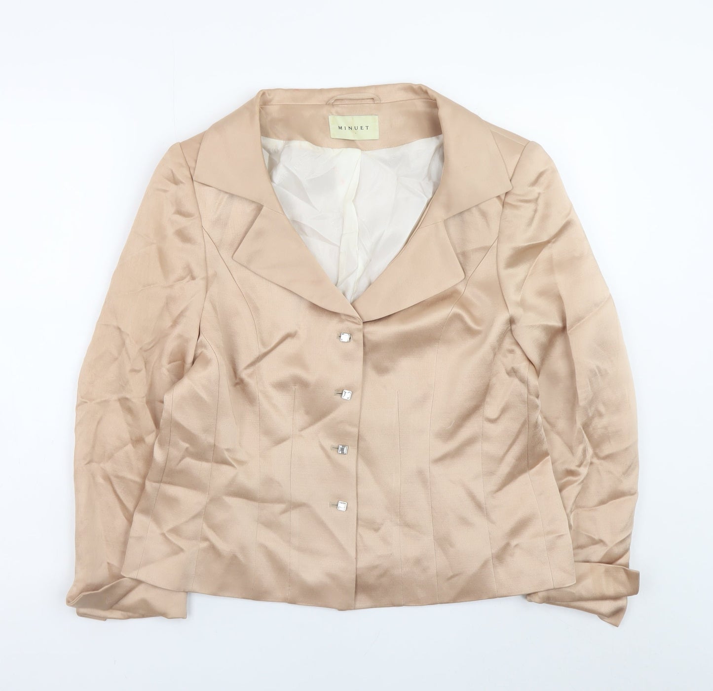 Minuet Women Beige Wool Blend Formal Blazer UK 14
