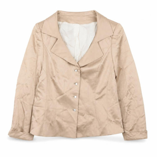 Minuet Women Beige Wool Blend Formal Blazer UK 14