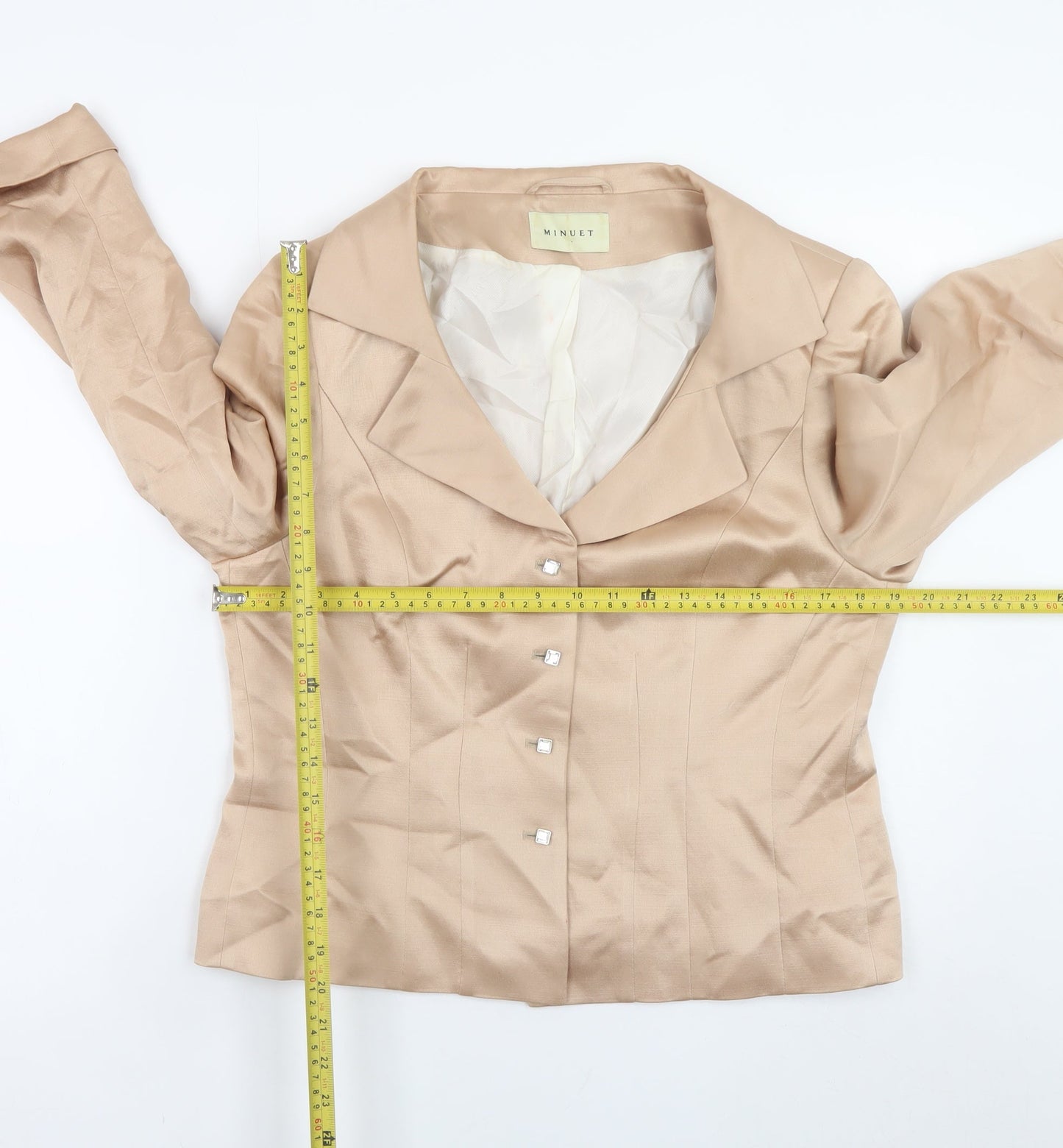 Minuet Women Beige Wool Blend Formal Blazer UK 14