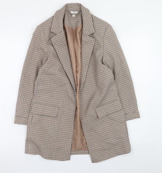 M&Co Women Beige Check Blazer UK 8 Classic Longline Jacket