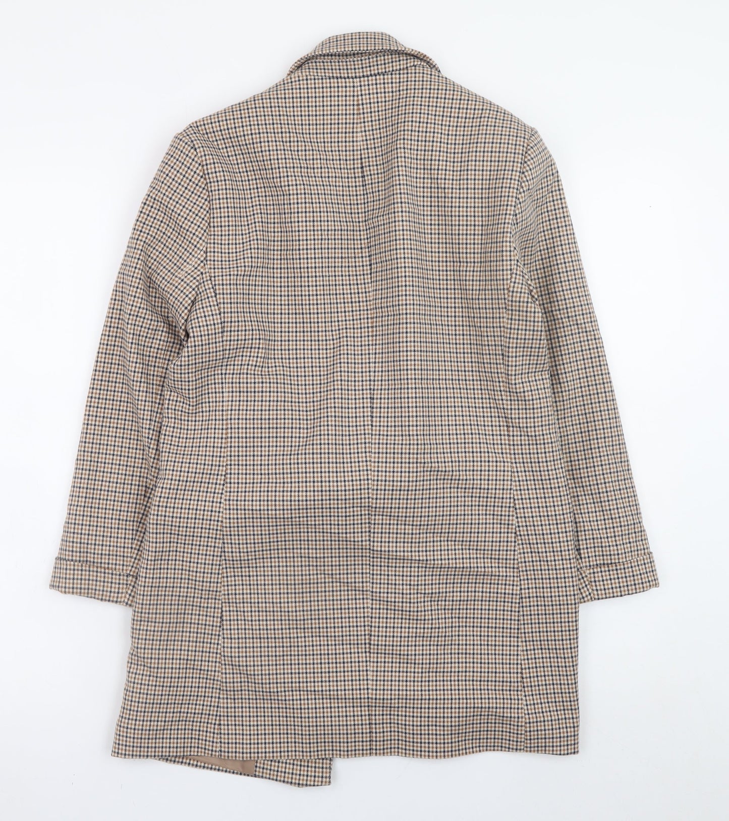M&Co Women Beige Check Blazer UK 8 Classic Longline Jacket