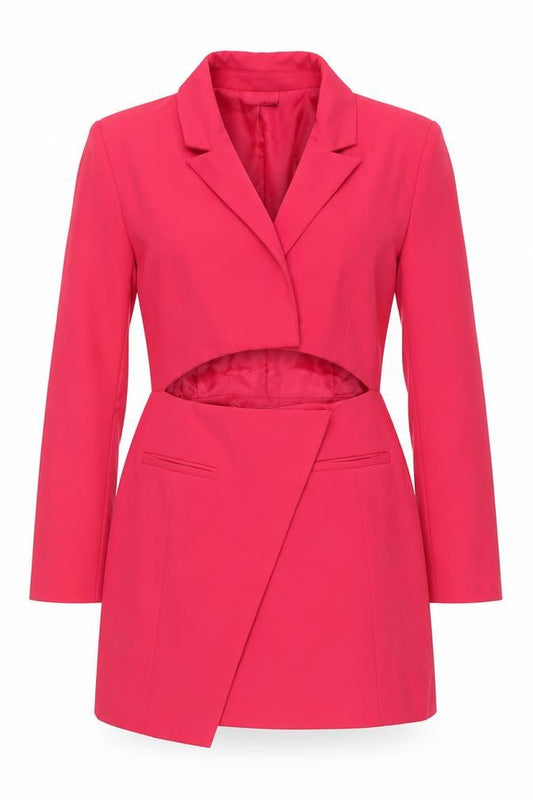 Zara Women Pink Collared Long Sleeve Jacket Dress Size 14