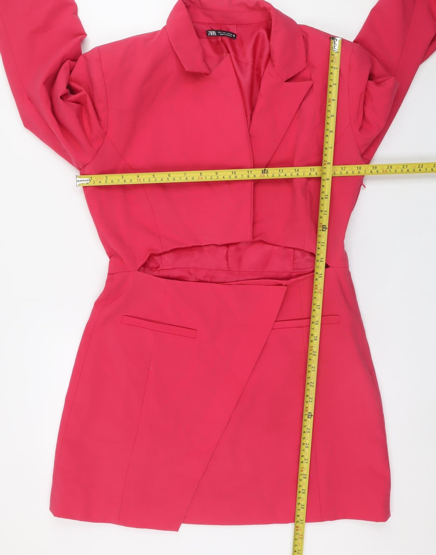 Zara Women Pink Collared Long Sleeve Jacket Dress Size 14