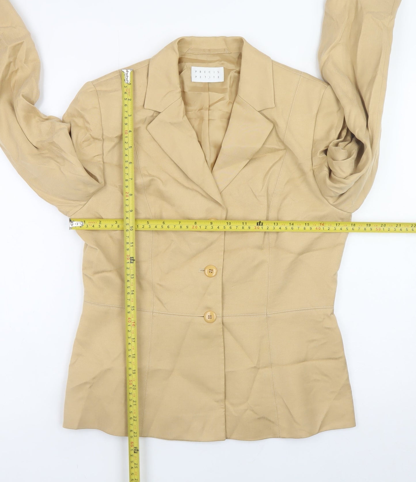 Precis Petite Women’s Beige Size 12 Blazer Jacket Smart Formal Mid-Length