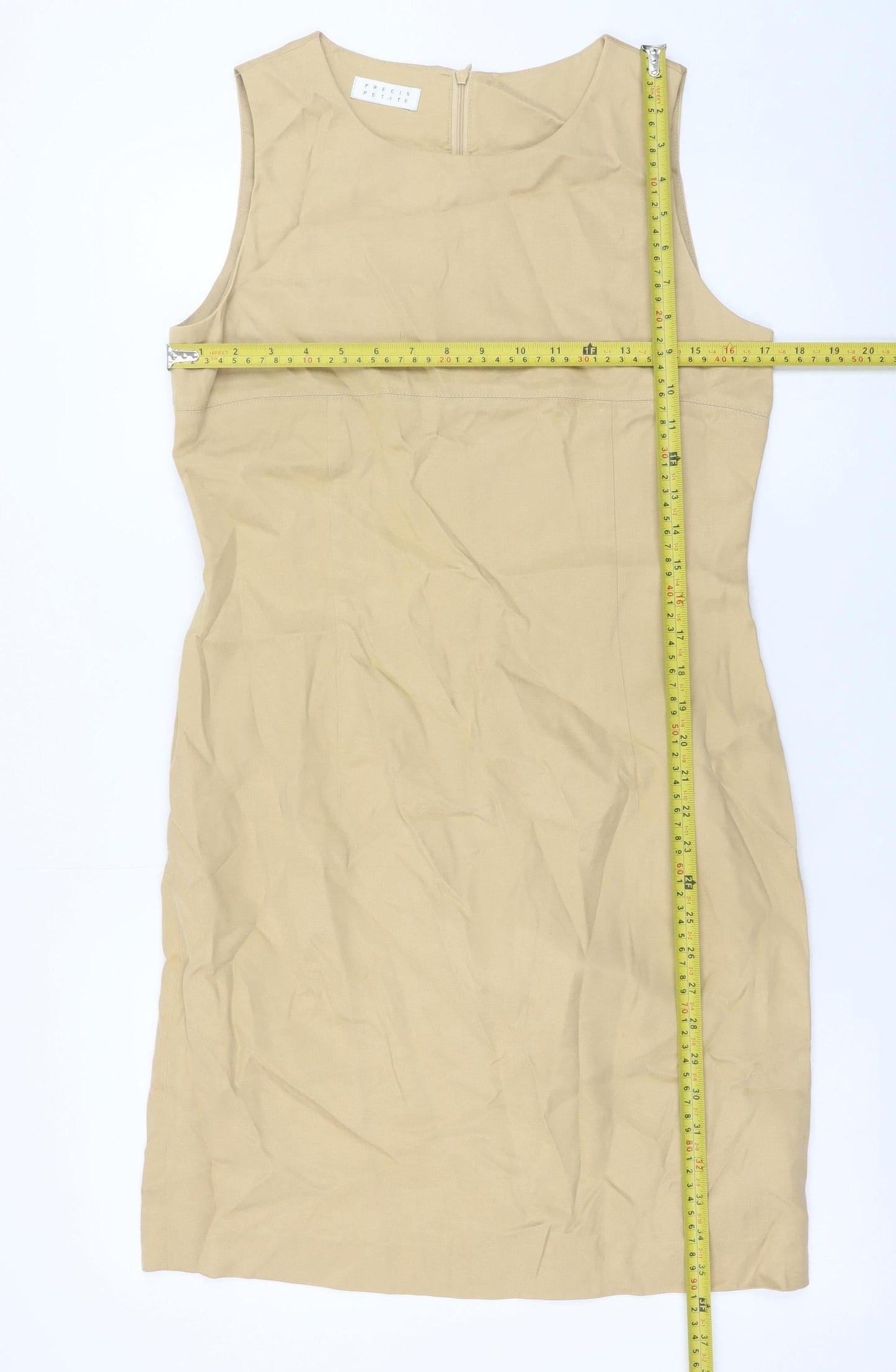 Precis Petite Beige Sleeveless Sheath Dress Women’s Size 12