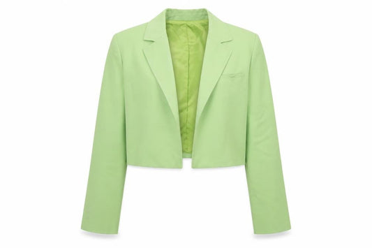 ZARA Women's Green Cropped Blazer Jacket Size L Smart Casual