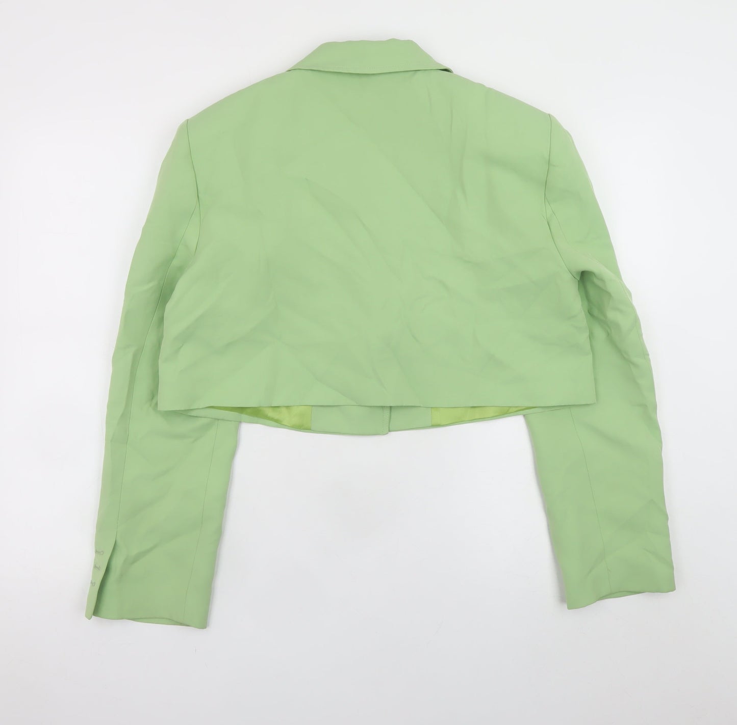 ZARA Women's Green Cropped Blazer Jacket Size L Smart Casual