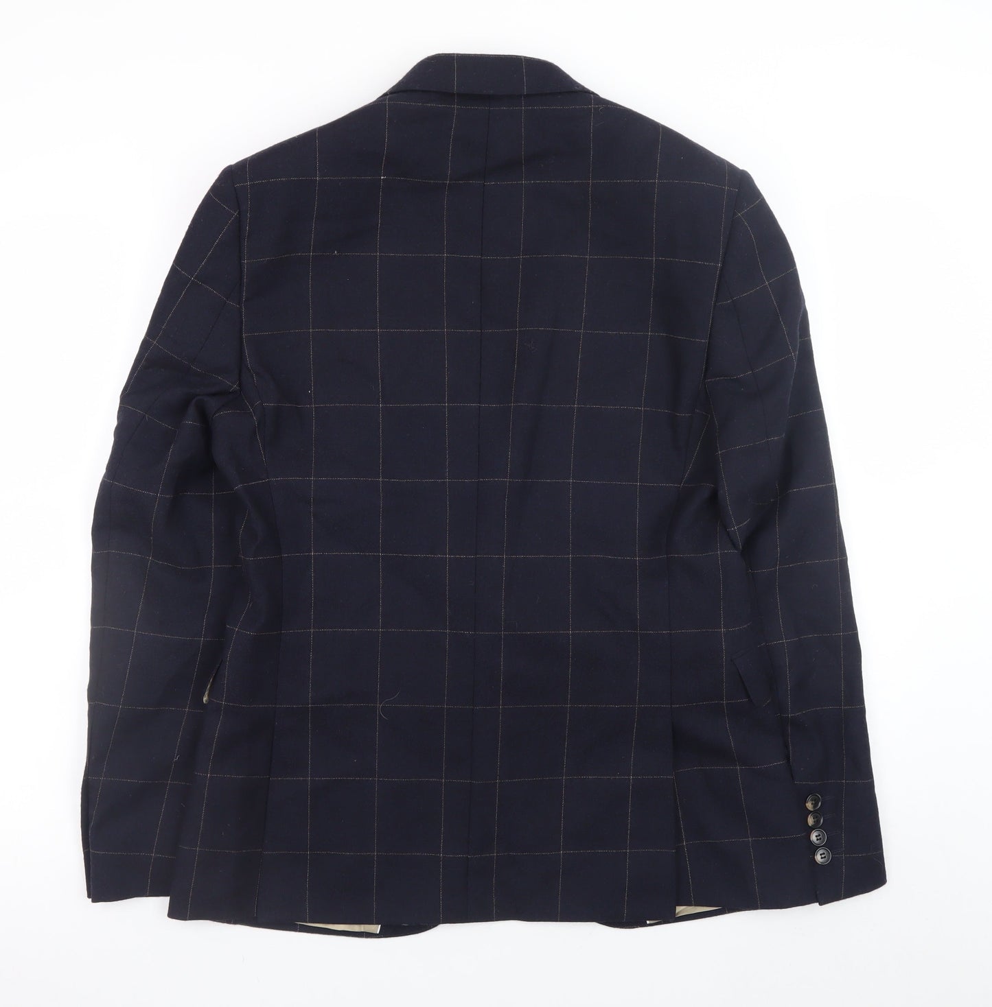 Moss London Men's Blue Check Slim Fit Wool Blazer 38in