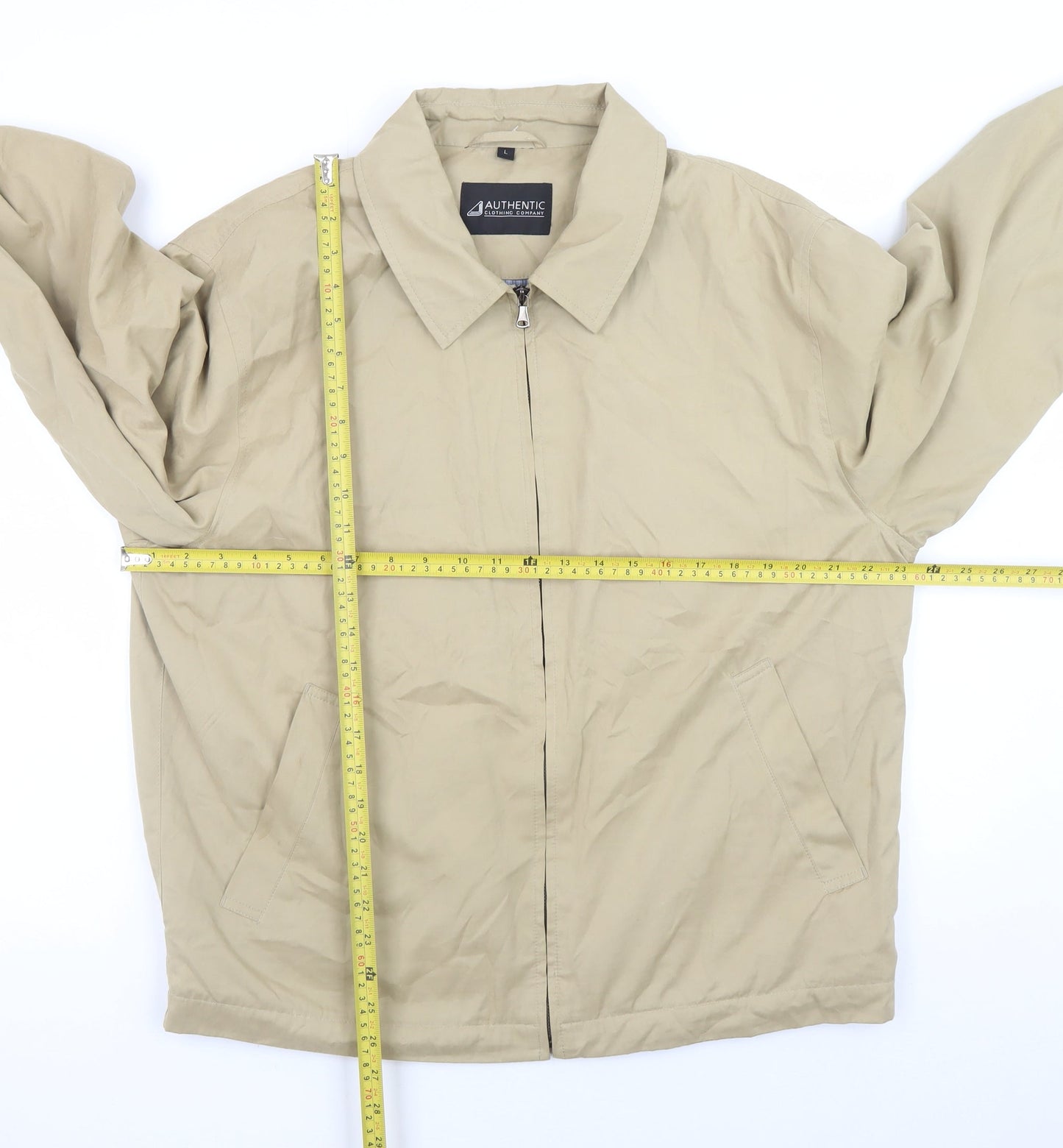 Authentic Clothing Company Men's Beige L Basic Jacket Full Zip