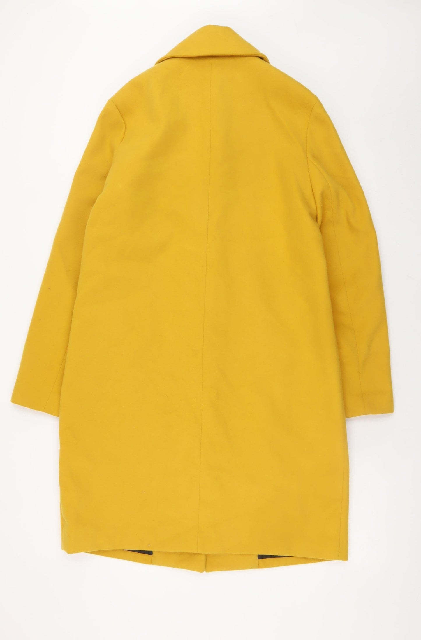 New Look Women Yellow Long Overcoat Size 10 Lined Polyester Blend
