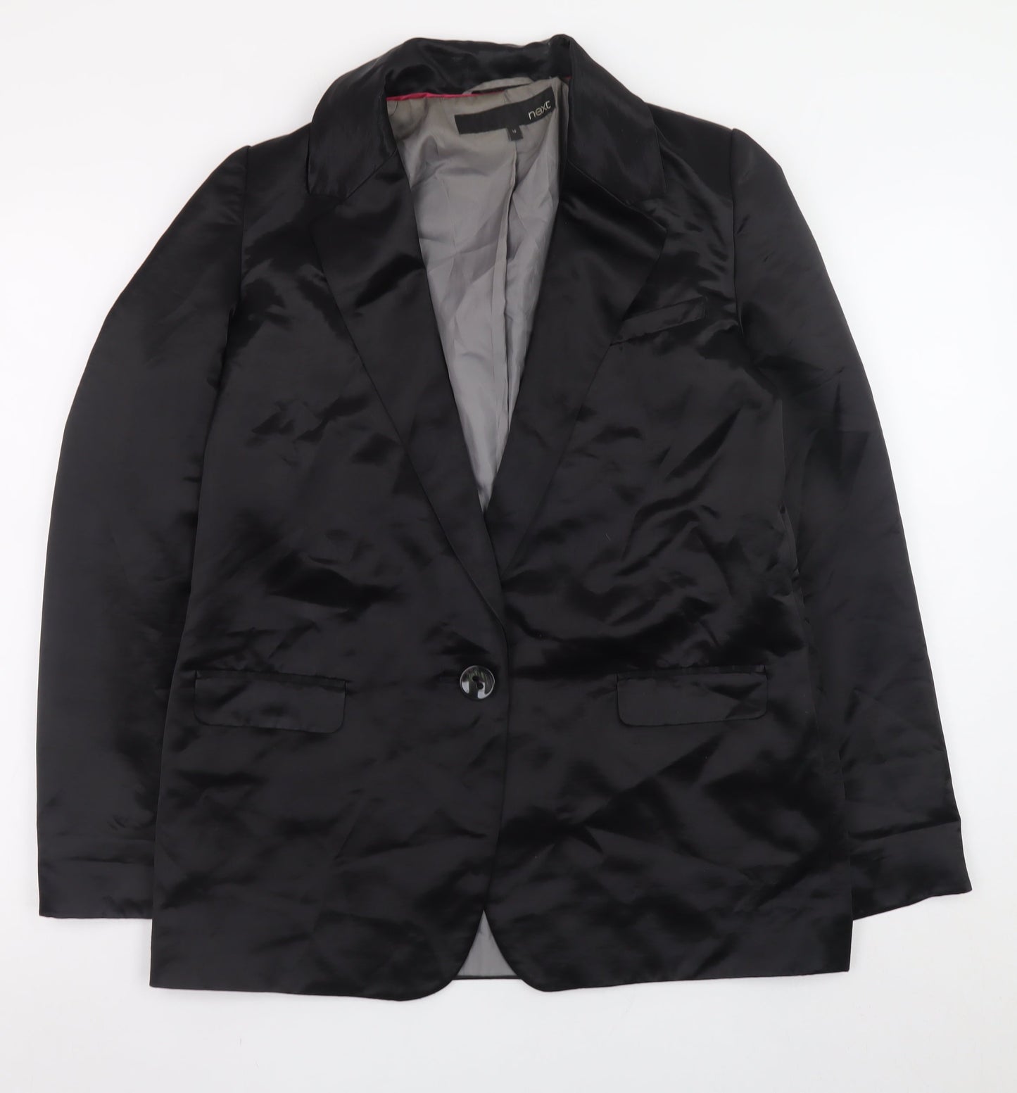 Next Women's Black Polyester Satin Blazer Size 10