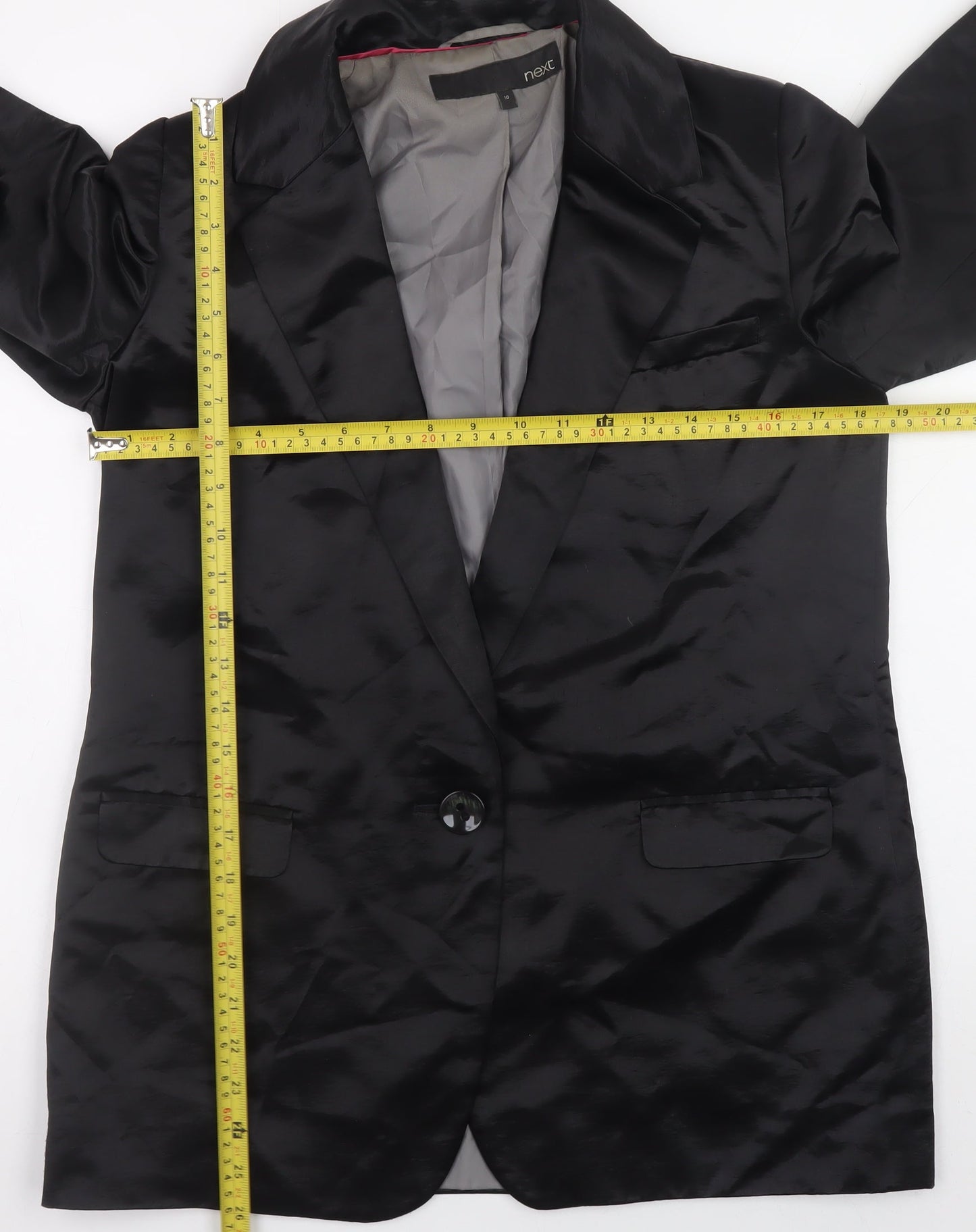 Next Women's Black Polyester Satin Blazer Size 10