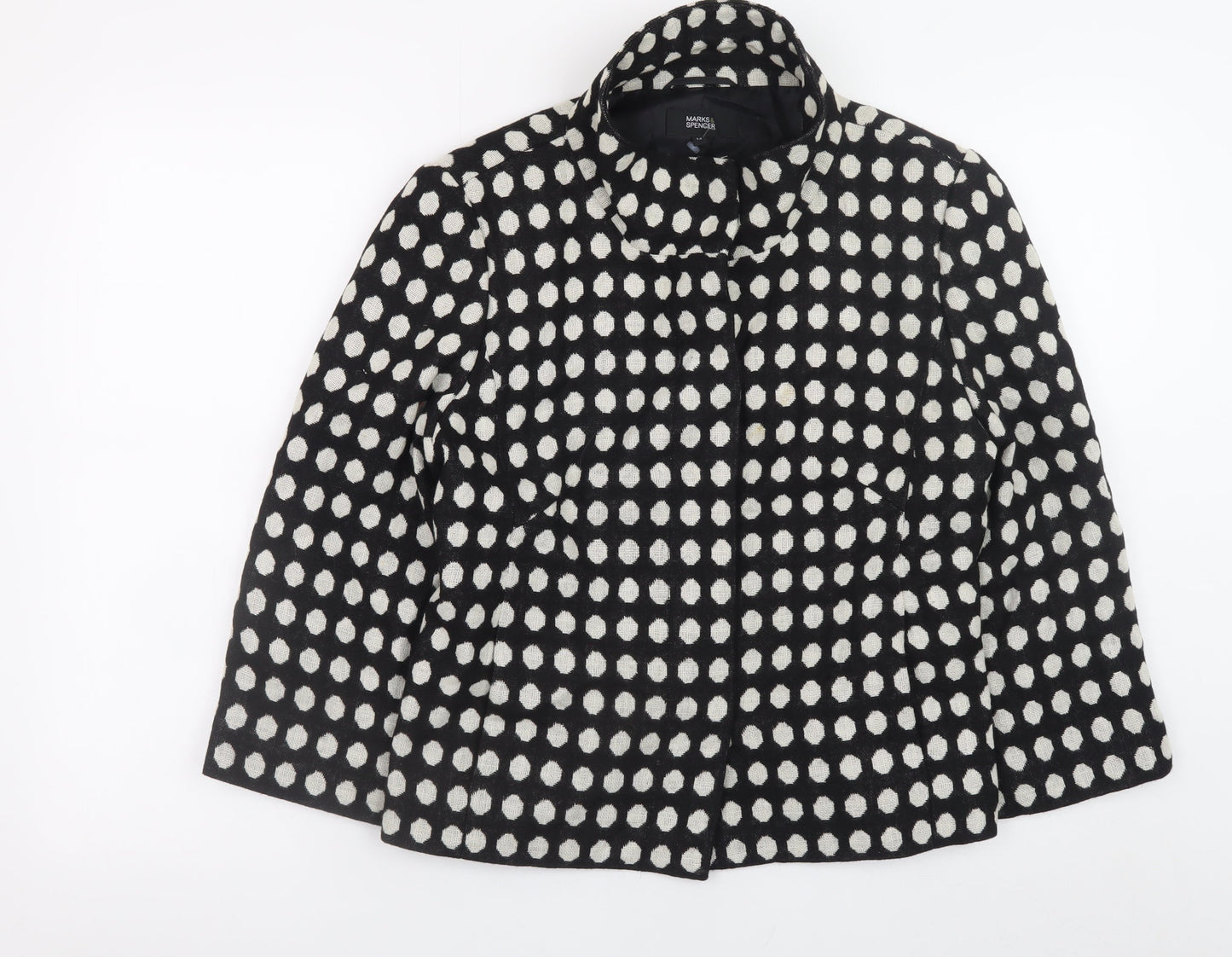 Marks and Spencer Women Black Polka Dot Wool Blend Blazer Size 12