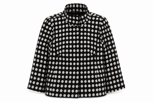 Marks & Spencer Women Black Polka Dot Wool Blend Blazer Size 12