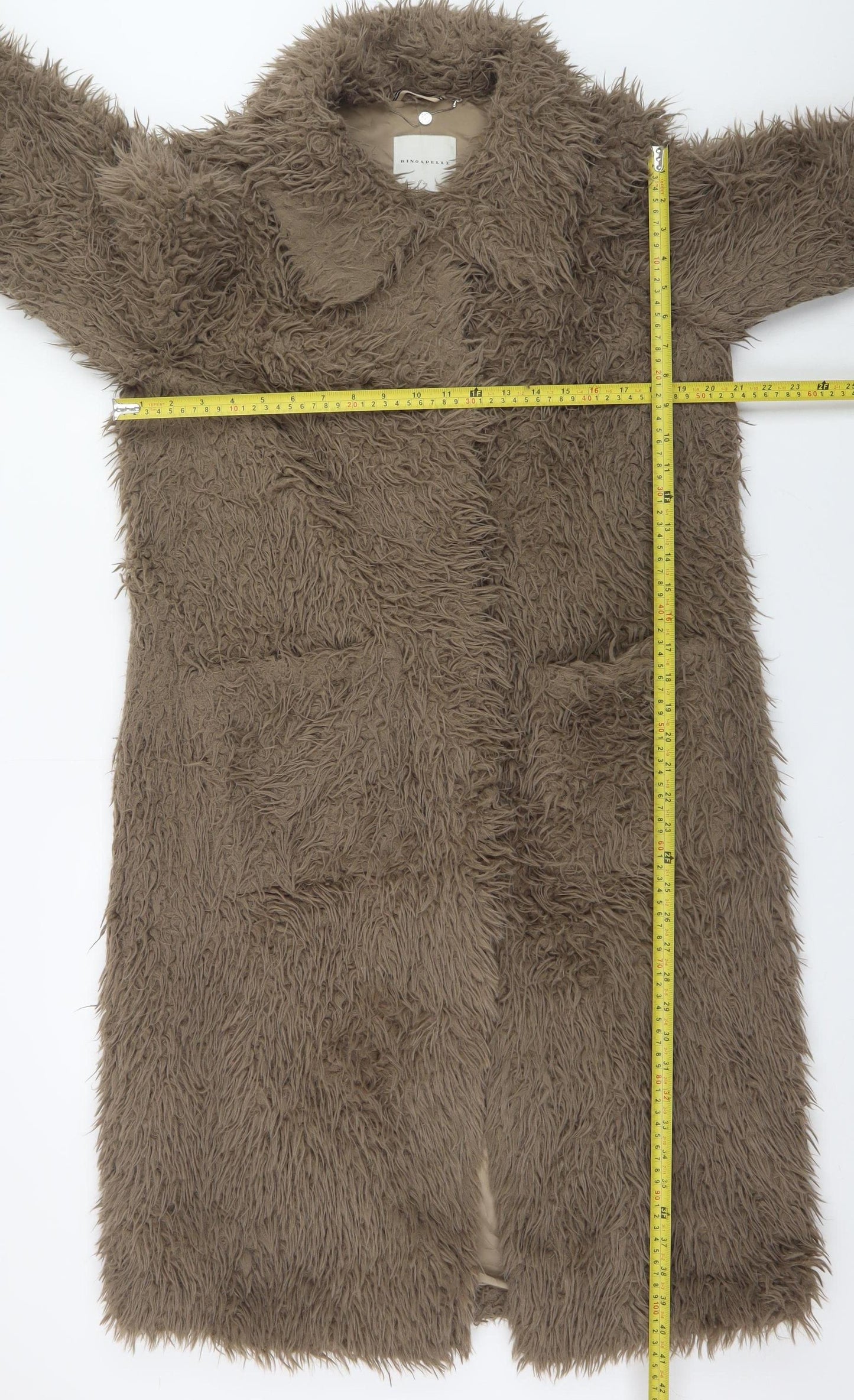 Rino & Pelle Women Brown Long Faux Fur Overcoat Size 12