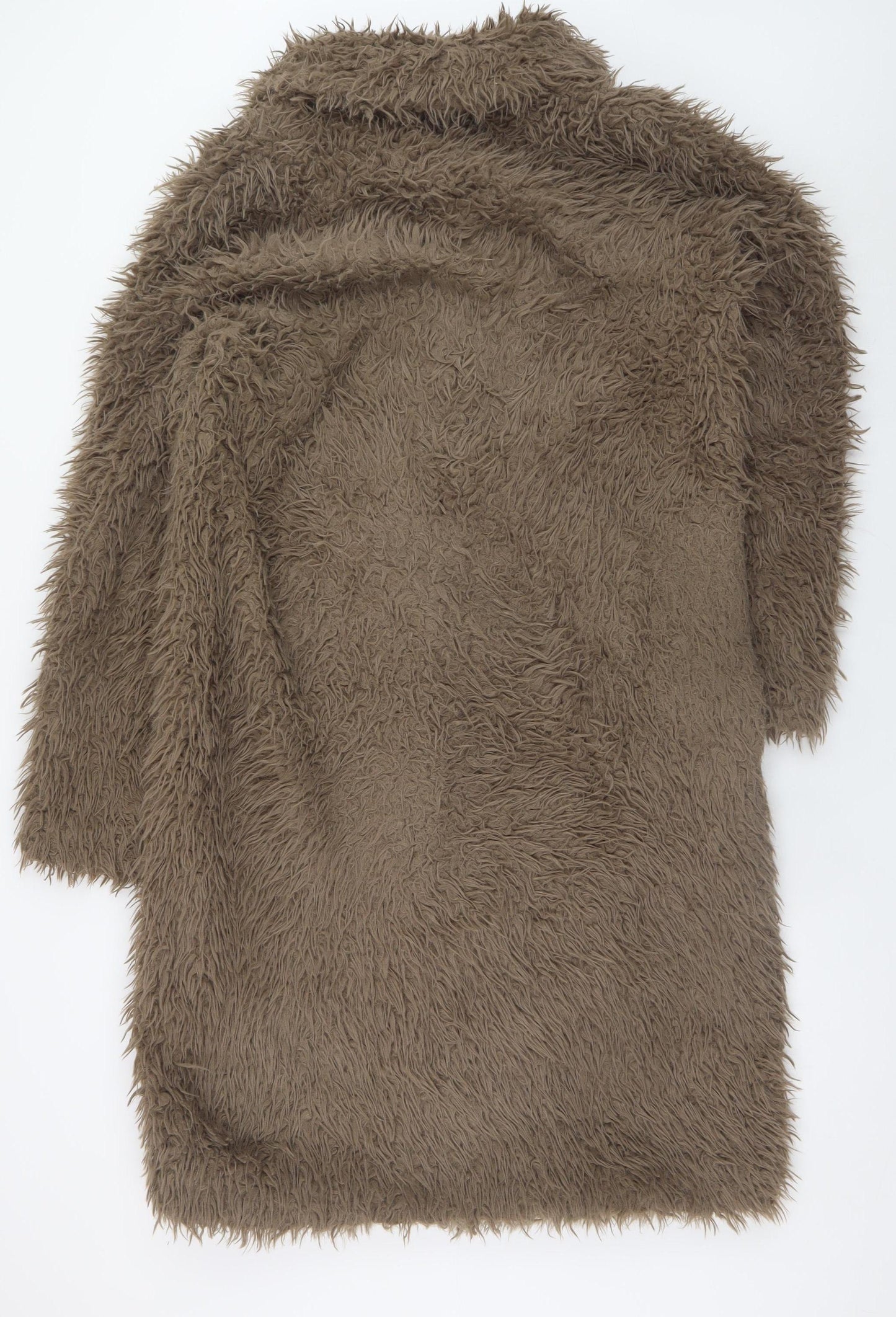 Rino & Pelle Women Brown Long Faux Fur Overcoat Size 12