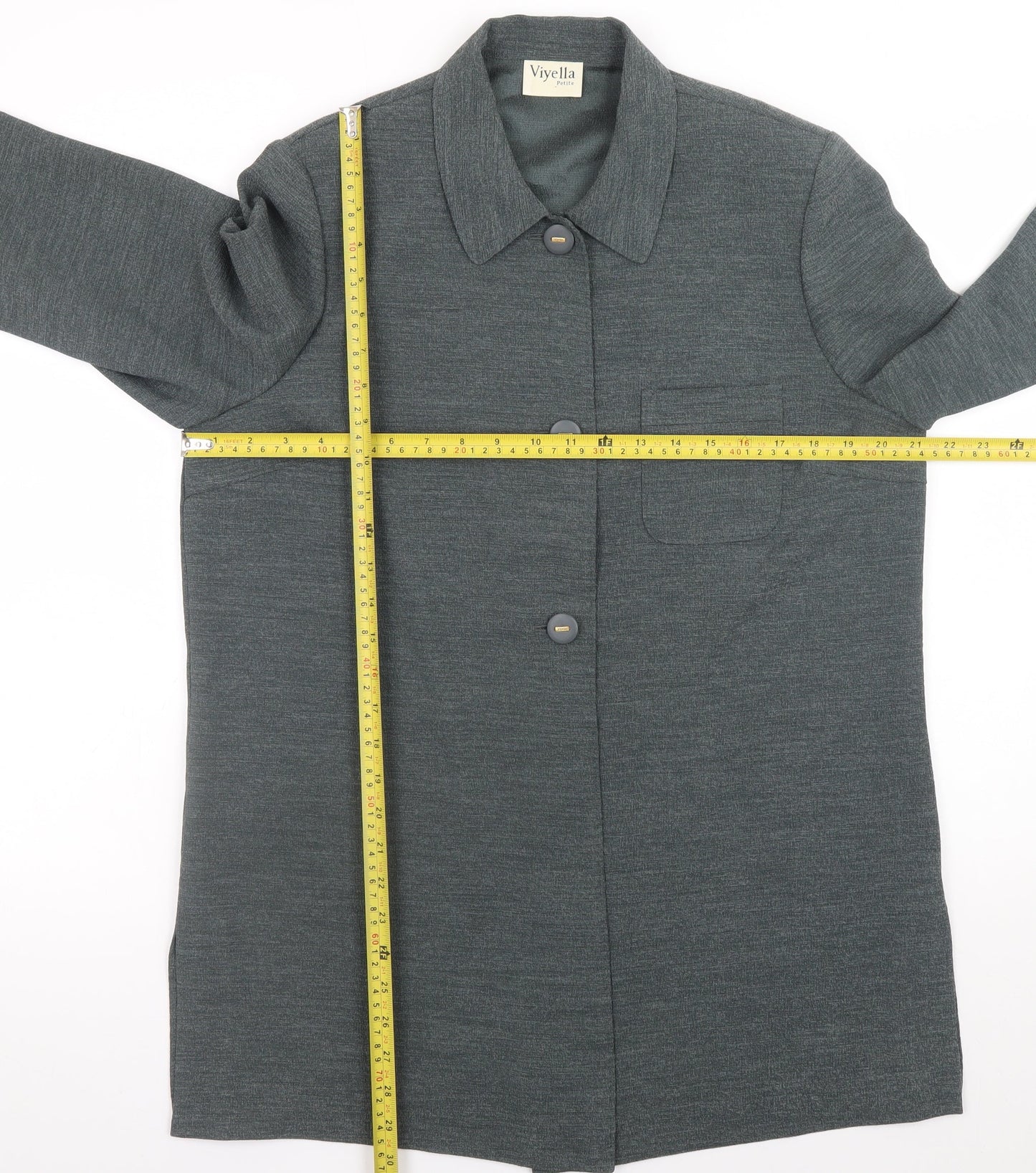 Viyella Petite Women's Grey Button Front Polyester Overcoat UK 14