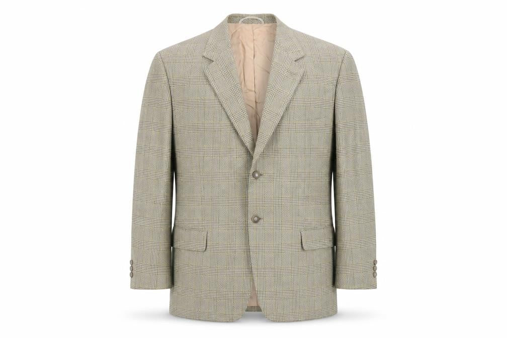 Frank Bird Mens Brown Check Tweed Classic Wool Silk Blazer 40in