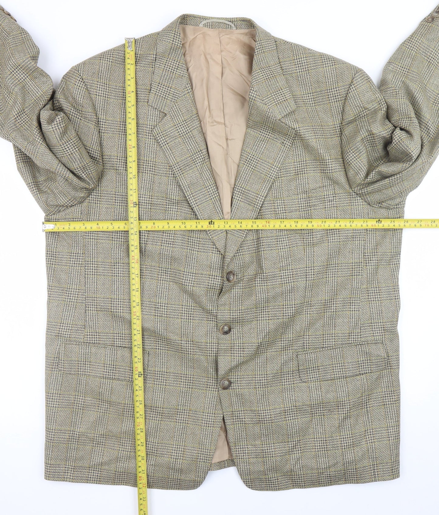 Frank Bird Mens Brown Check Tweed Classic Wool Silk Blazer 40in