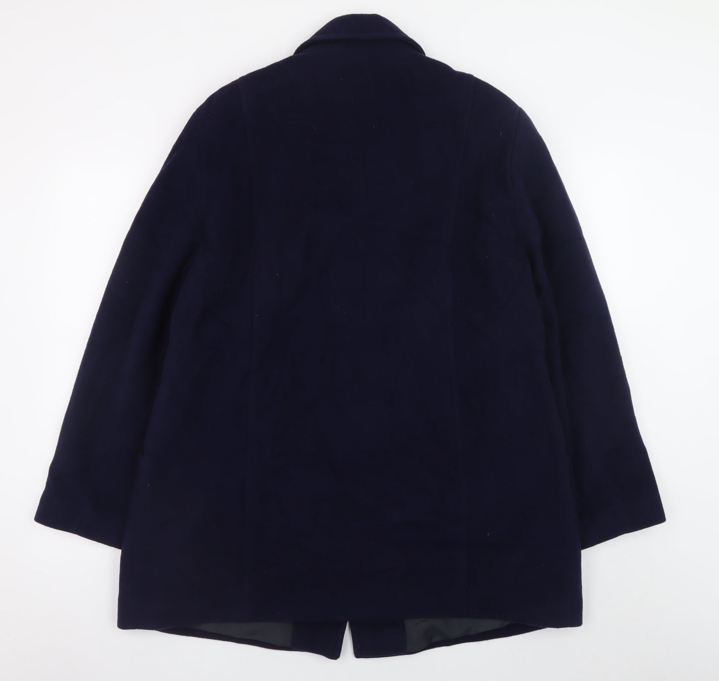EWM Women’s Blue Wool Blend Long Overcoat Size 18 Classic Style