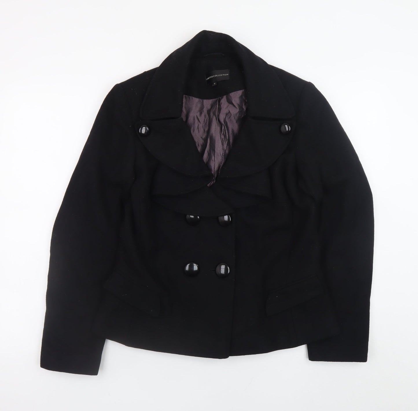 Marks and Spencer Women’s Black Wool Pea Coat Size 12 Classic Short