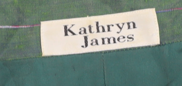 Kathryn James Womens Green Silk Striped Blazer Size 12 Classic Style