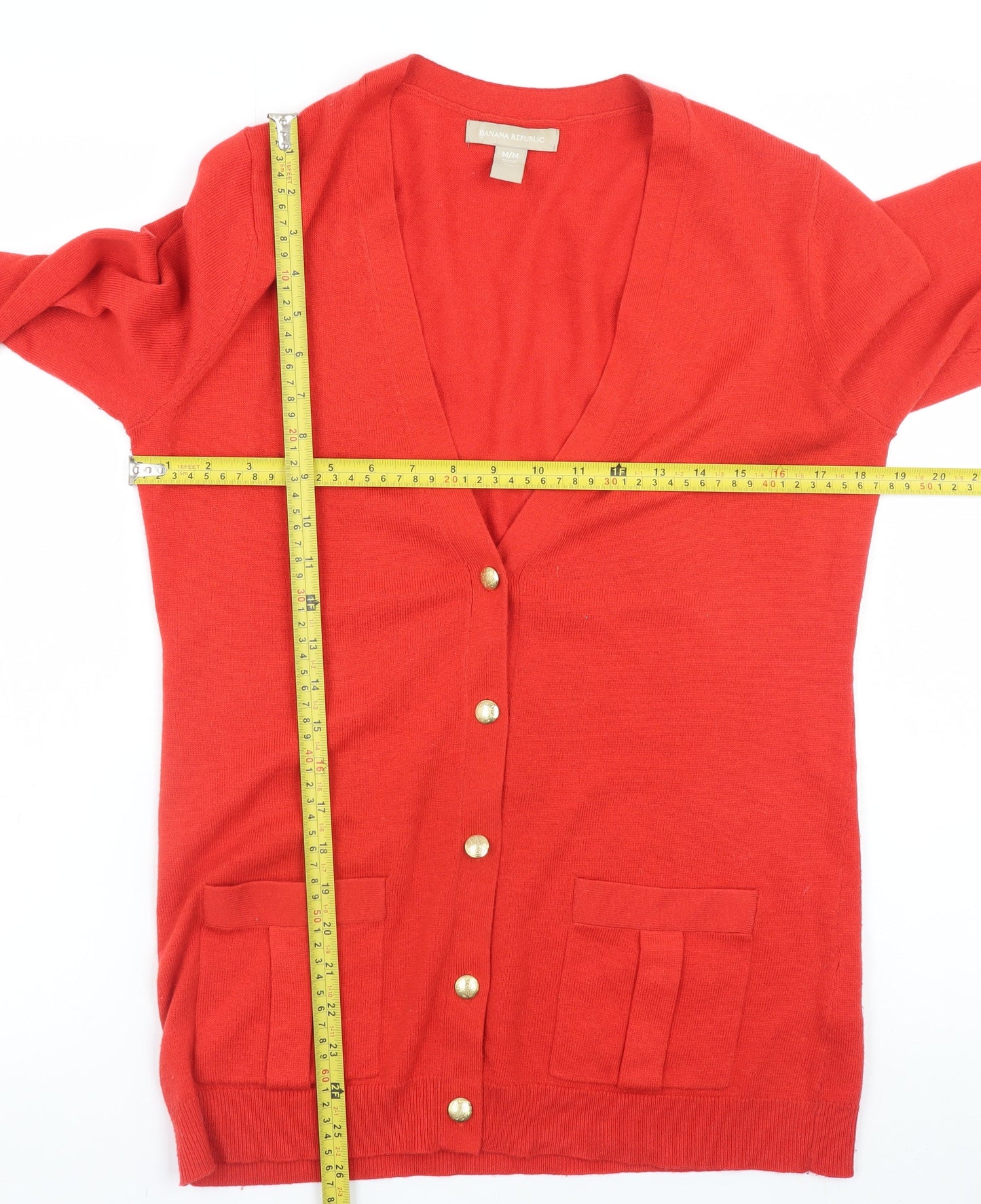 Banana Republic Women's Red Wool Blend V-Neck Cardigan M