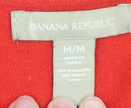 Banana Republic Women's Red Wool Blend V-Neck Cardigan M
