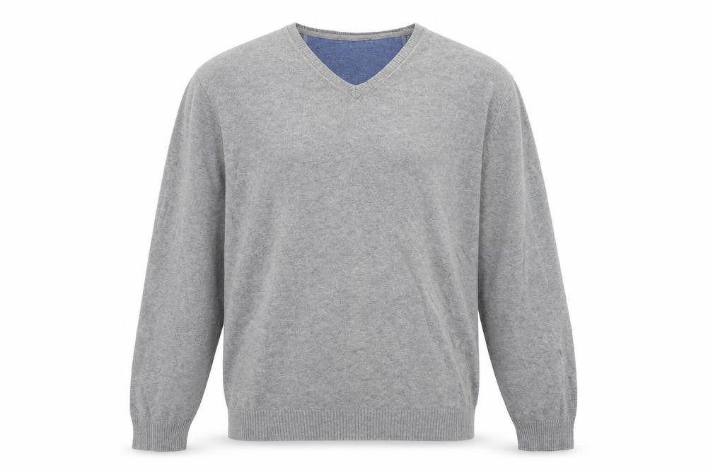 Jeff Banks Men's Grey XL V-Neck Cotton Pullover Jumper