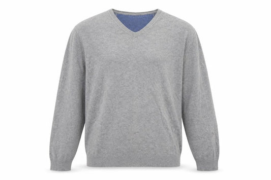 Jeff Banks Men's Grey XL V-Neck Cotton Pullover Jumper