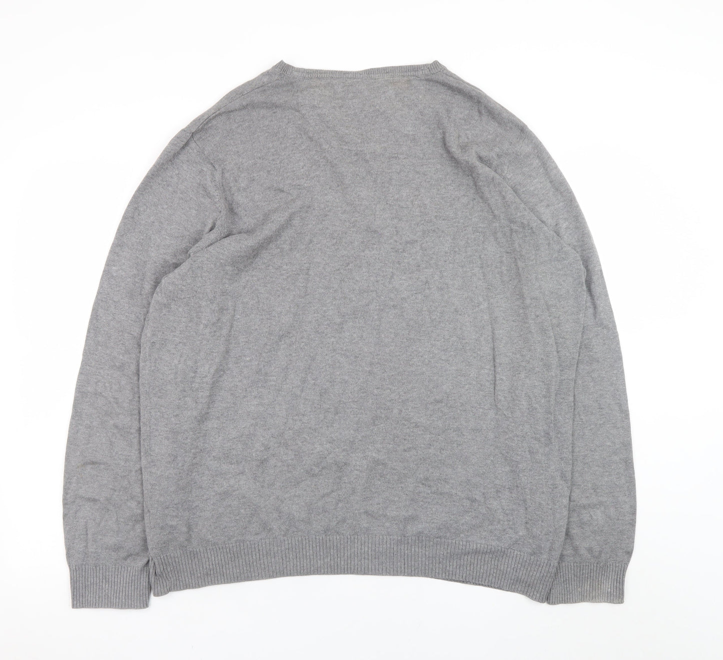 Jeff Banks Men's Grey XL V-Neck Cotton Pullover Jumper