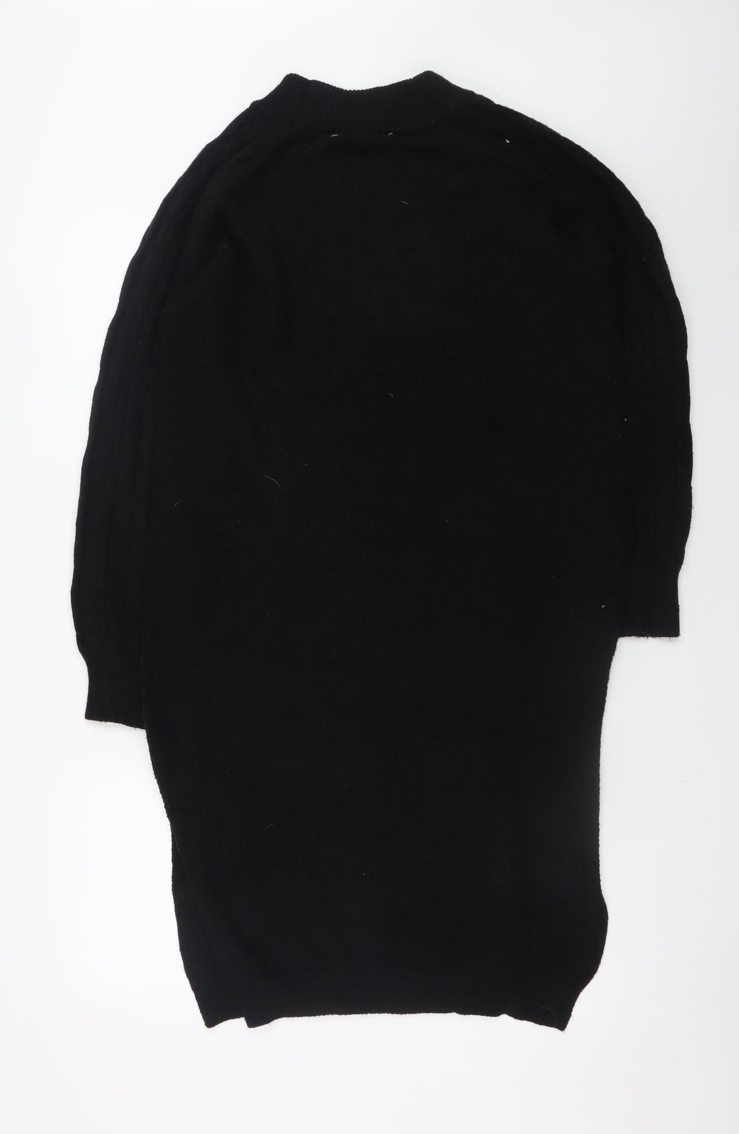 Breakout Womens Black Knit Jumper Dress M Long Sleeve High Neck