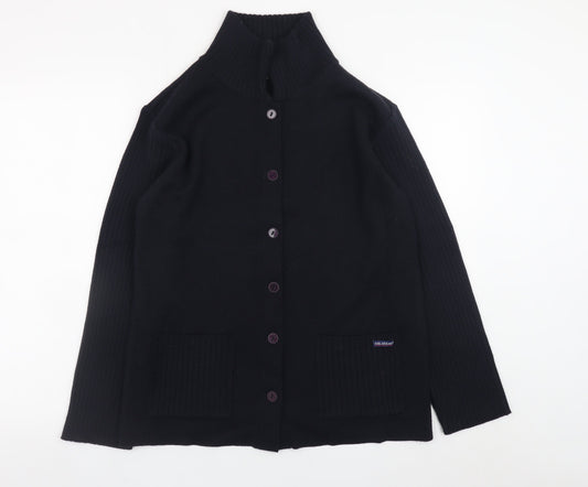 Ciel Ocean Women Black XL Merino Wool Blend Button Cardigan